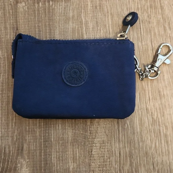 Kipling Floral Navy Blue Coin Purse with Keychain - Picture 2 of 5